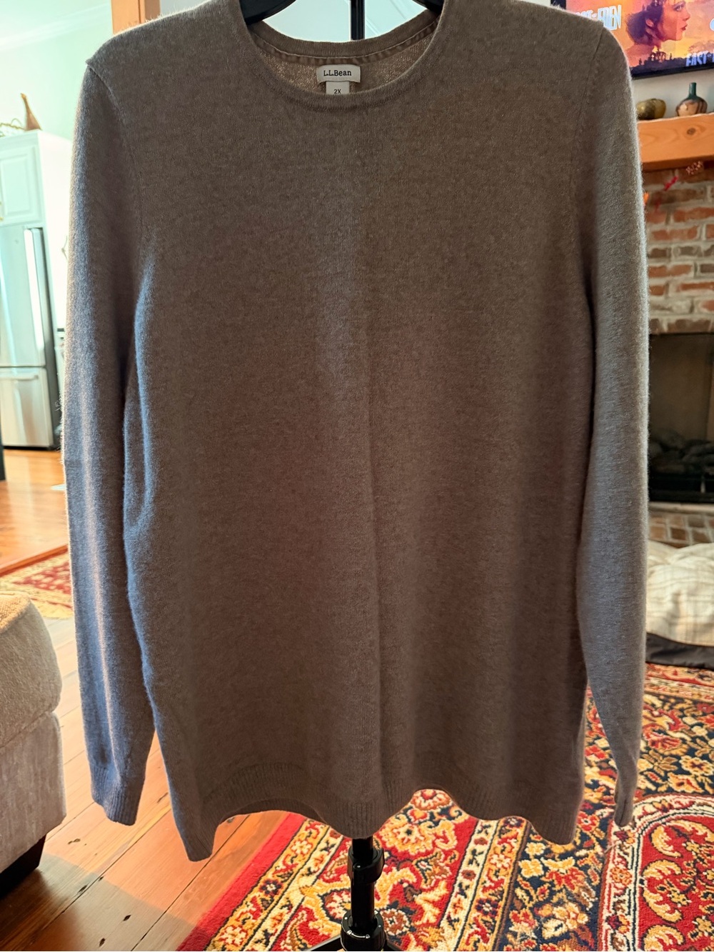L.L. Bean Men's Crewneck Sweater in Taupe Brown